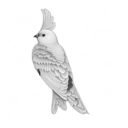 A White Bird Perched On A Black Background