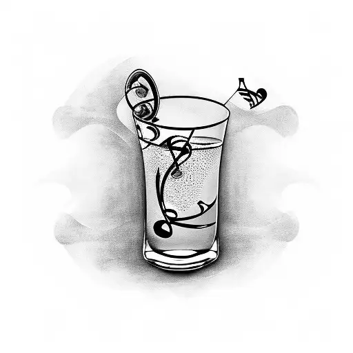A Cocktail Glass With Music Notes As The Drink
