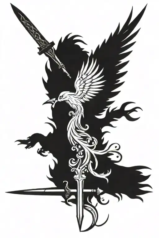 Tattoo With Sword And Pheonix