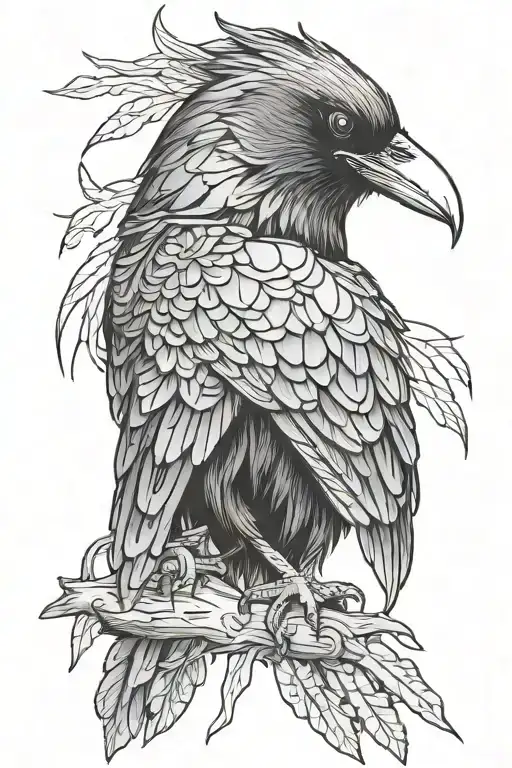 Raven Sleeve Armor Tattoo Design