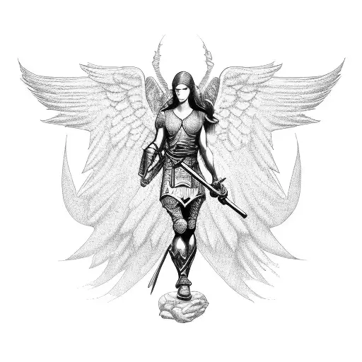 Christian Warrior Angel Symbolizing Protection And Strength
