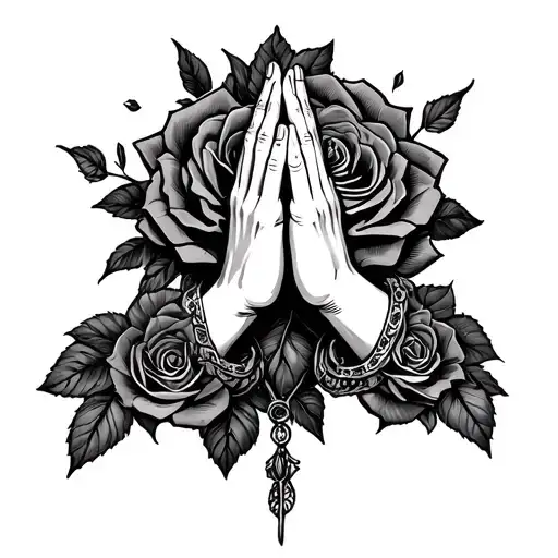 Praying Hands Rose Cross