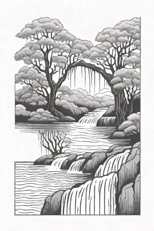 Weeping Willow Transitioning Into Waterfall