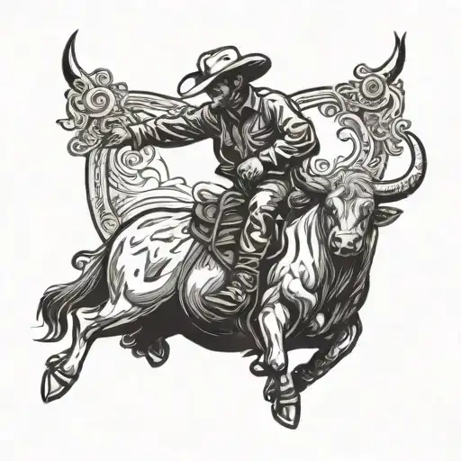 A Cowboy Riding A Bull In A Traditional Rodeo Setting