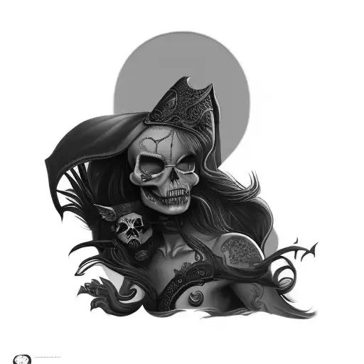 A Woman Demon With Ariel Skull