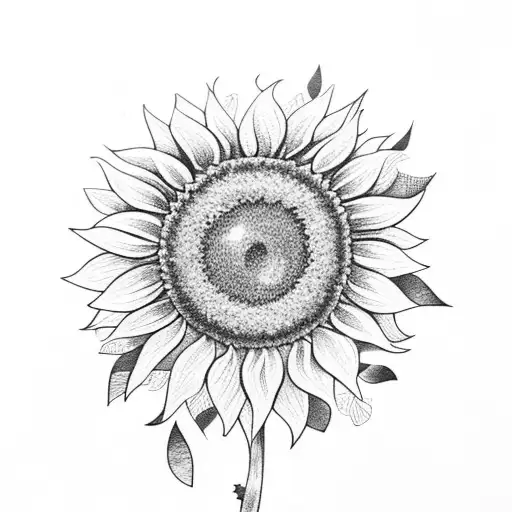 Sunflower With Stars And Leaves