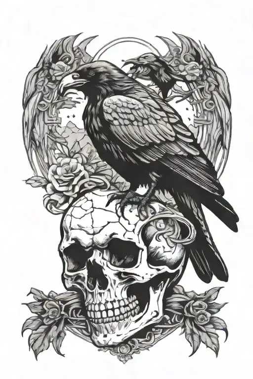Crow Perched On A Skull In The Wild West