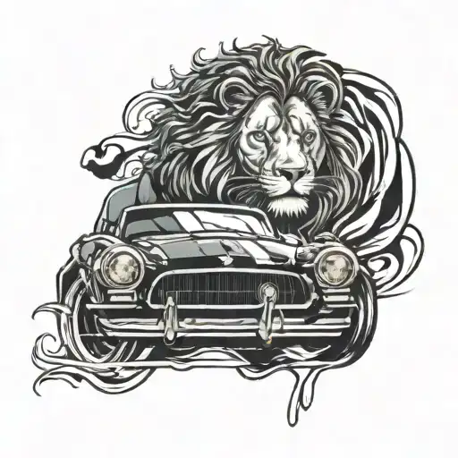A Fierce Lion Driving A Sleek Sports Car In A High-speed Race
