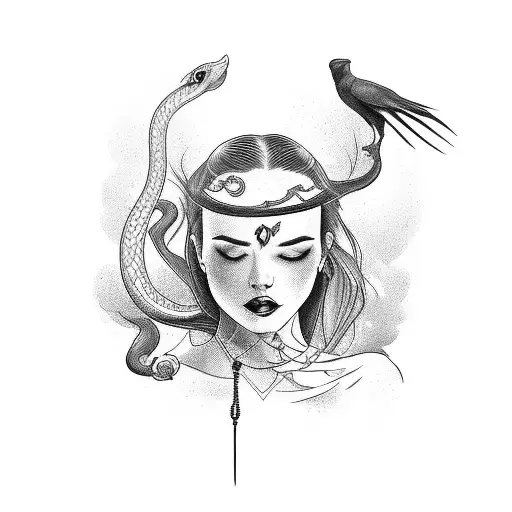 An Independent Woman With A Crow And A Snake As Her Spirit Guides