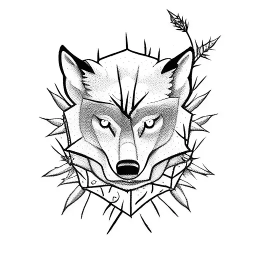 Open Book With Thorns And Roses Coming Out To Form A Wolf