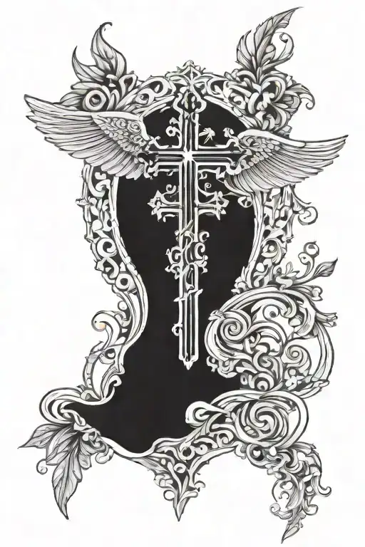 Orthodox Cross With Orthodox Background Angel Wings