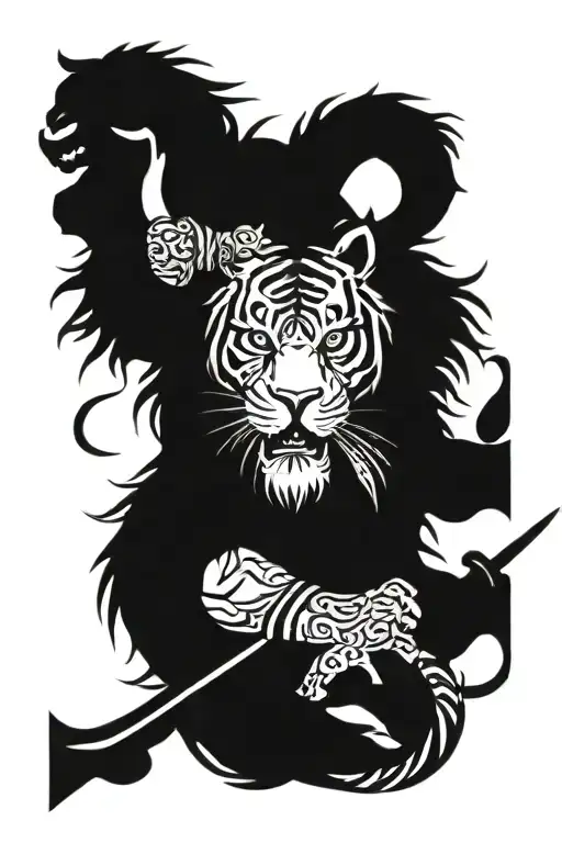 Tiger And Viking Warrior