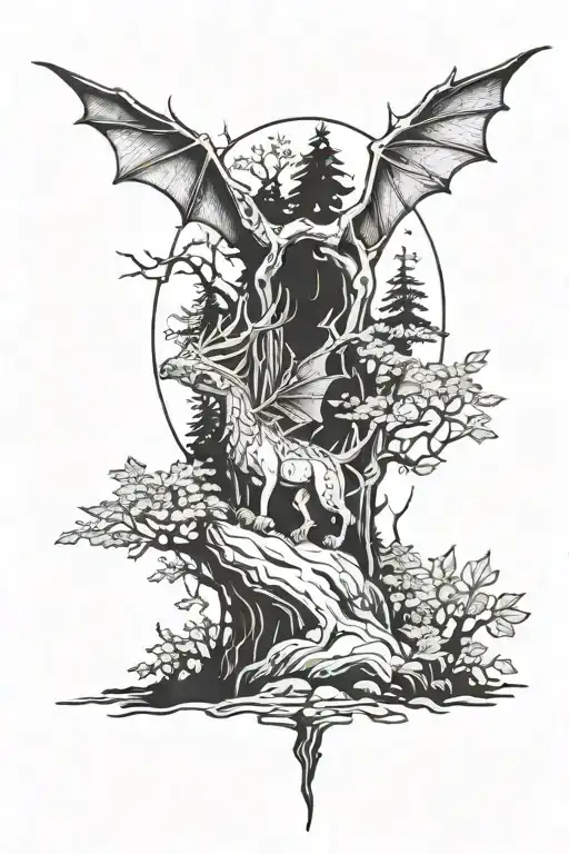 Woodland Elf Dragon Forest Scene