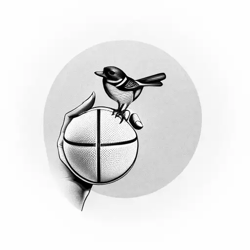 A Bird Holding A Basketball In Its Beak