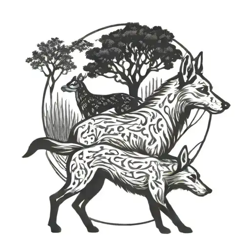 Lurchers Chasing Deer