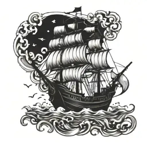 Haunted Pirate Ship With Aliens And Mermaids Swimming