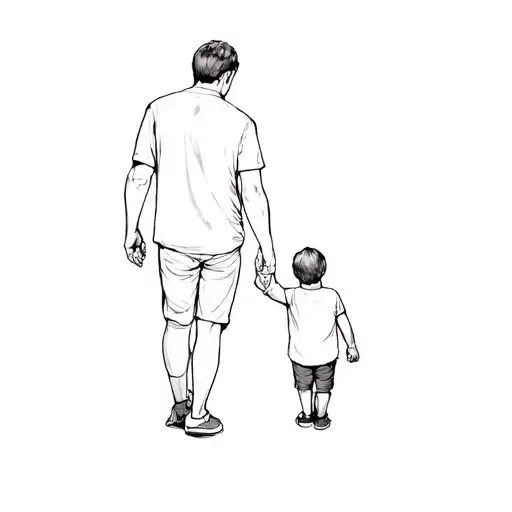 A Father And Son Holding Hands