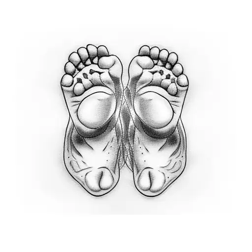 Baby Feet And Dog Paws