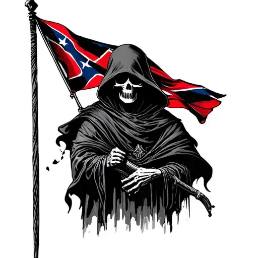 Grim Reaper With Rebel Flag
