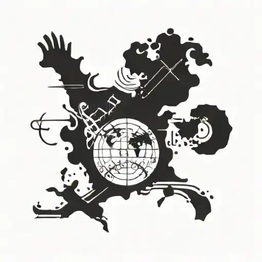 A Tattoo Design Combining A World Map With Musical Notes To Represent Your Love For Travel And Music