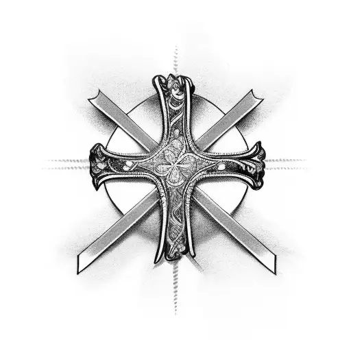 Cross With Cancer Ribbon Around It