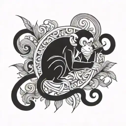 Monkey Mouse Yen Yang Symbol