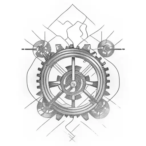 Mechanical Cross With A Cancer Ribbon As Gears