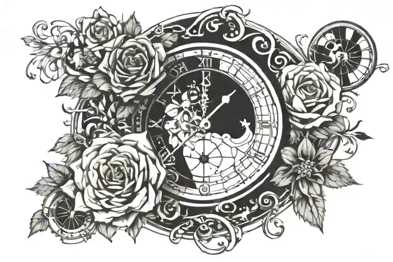 Astronomical Clock With A Flower