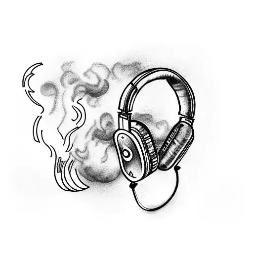 A Smoking Bird With Headphones Listening To Music