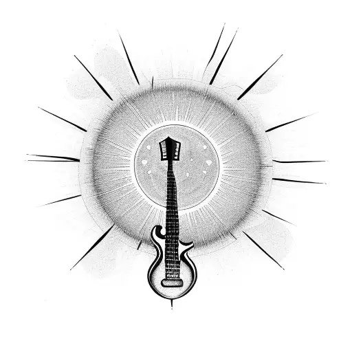 A Sun Shining Over A Landscape Of Musical Instruments