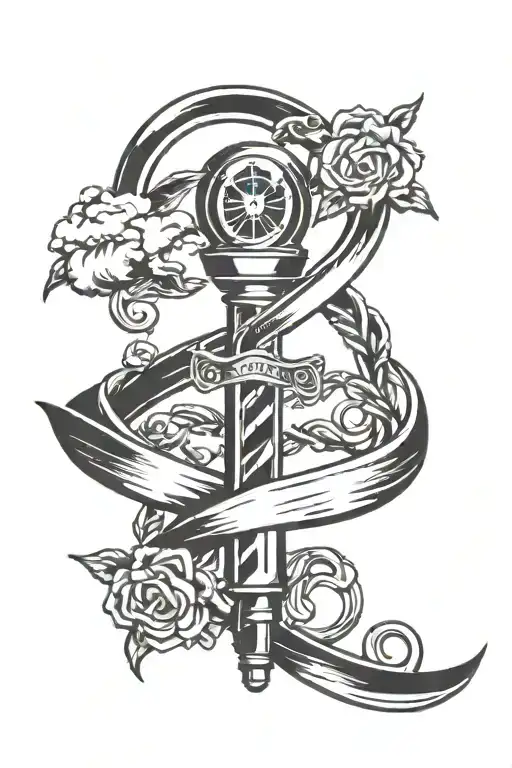 Barber Scissors Intertwined Infinity Symbols Barber Pole Clouds Dove Memorial