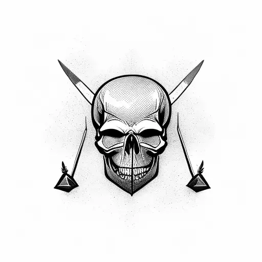 Skull Being Pierced By Sword