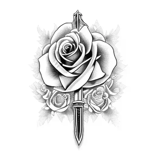 Sword With Roses On Handle