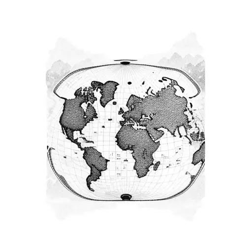 Vintage Airplane Flying Over A World Map