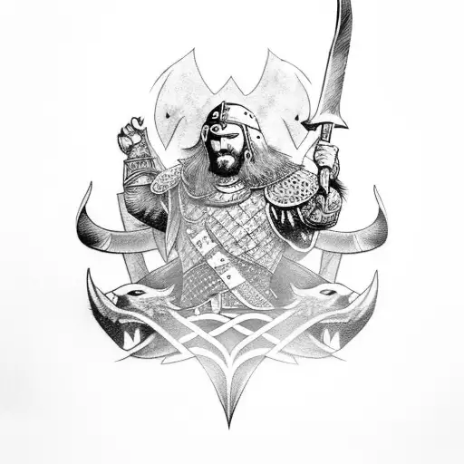 Viking Warrior Riding A Fierce Raven Into Battle