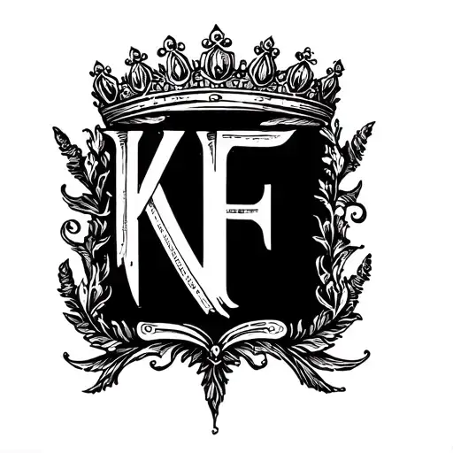Initials Kf In Cursive With A Crown Over Them