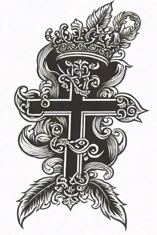Cross With Laurel Wreath Crown