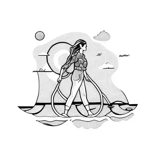 Faather Daughter Walking On The Beach Sunset Holding Hands With Date Of Birth