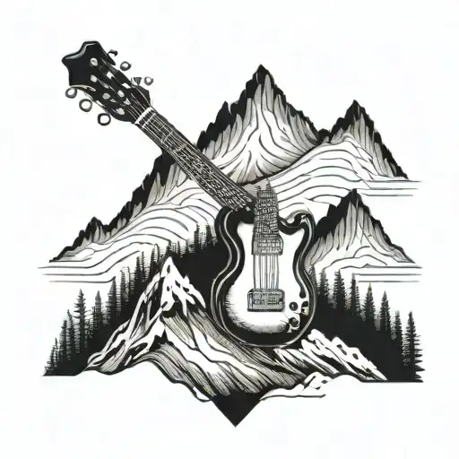A Guitar Merging Into A Mountain Landscape