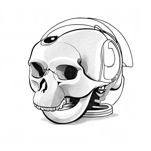 Monkey's Skull In A Astronaut Helmet
