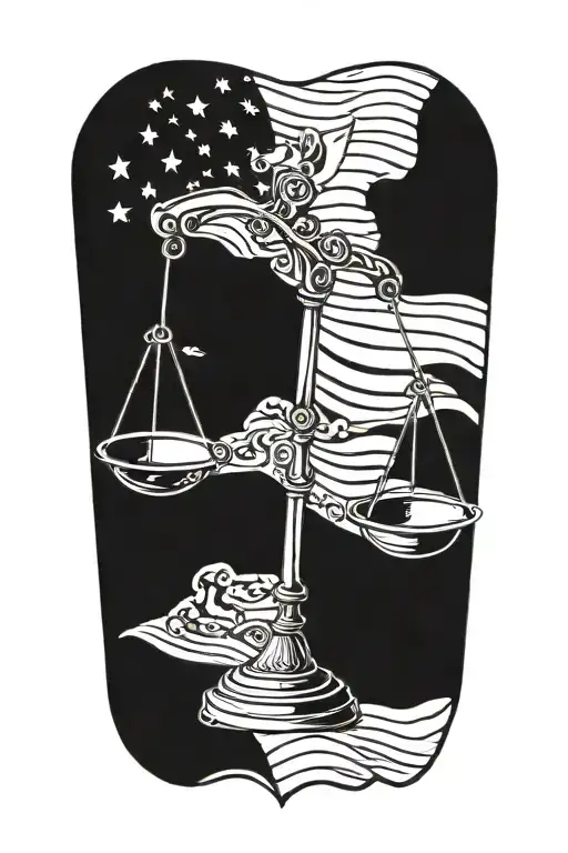 Justice Scales And American Flag Libra