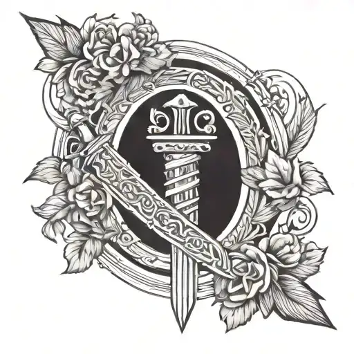 Roman Gladius With Alea Iacta Est Wrapped In A Roman Wreath