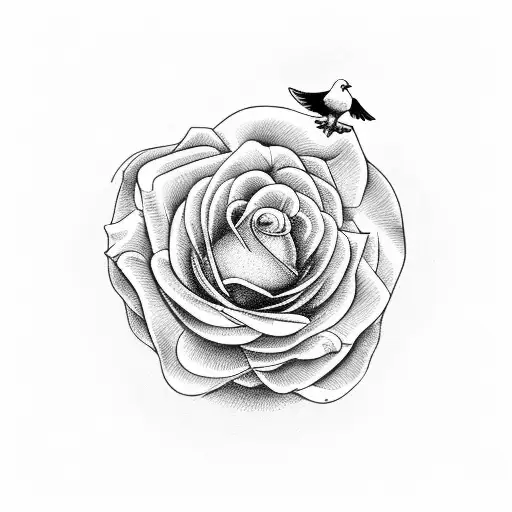 Nest Of Dead Roses While A White Dove Flys Away With A White Rose