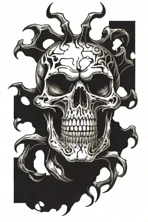 Skull Bones Teeth Claws All Black