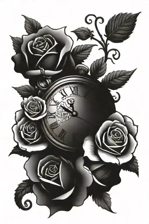 Patience With Clock And Roses