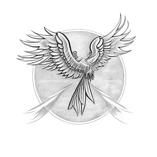 Phoenix With Wings Spreaded Around Neck