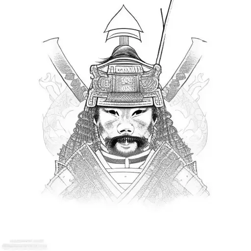 Samurai Warrior With A Dog Companion