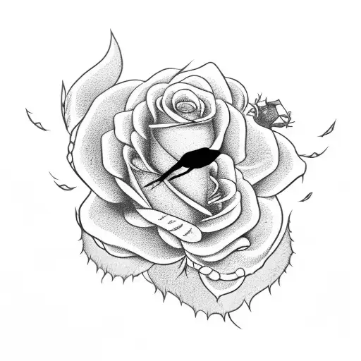 Nest Of Dead Roses While A White Dive Flys Away With A White Rose