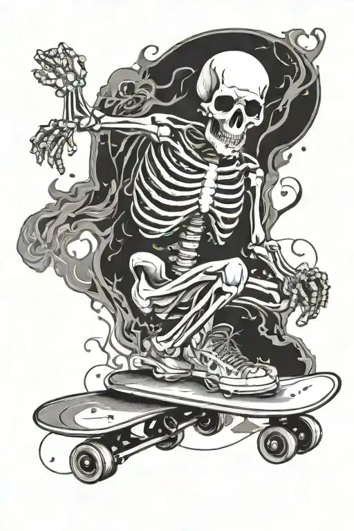 Skeleton With A Skate Board