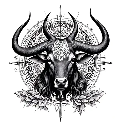 Zodiac Sign Taurus On The Spine From Neck To Lower Back